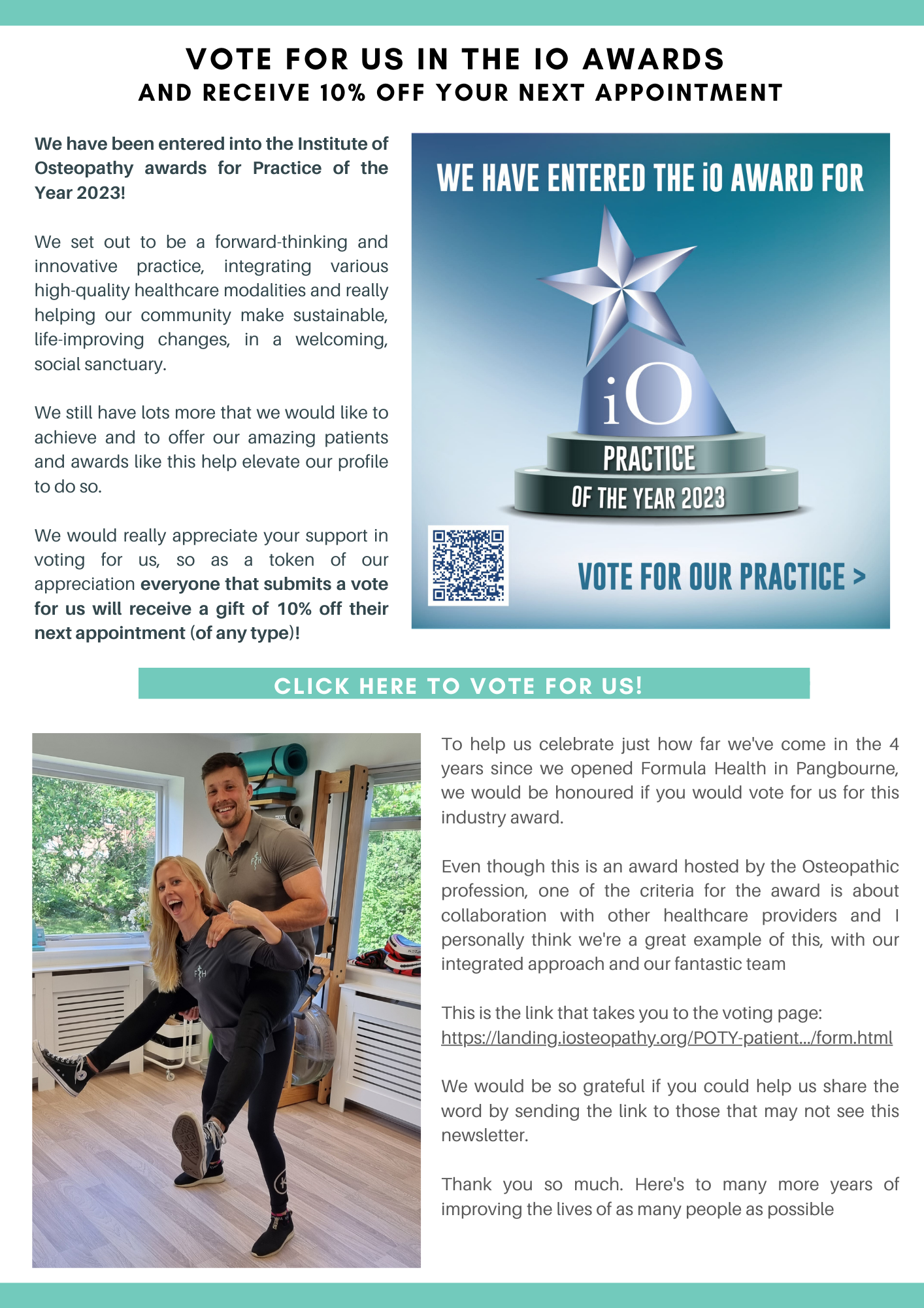 Institute Osteopathy Awards Practice of the Year, Vote for Us, Chronic Pain Article, Natural Remedies, Acupuncture, Sleep Health, Osteopath, Pangbourne Fete, Thames 200, Anti inflammatory recipe, Pangbourne, Reading, Berkshire